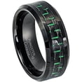 thumbnail image 1 of Beveled Tungsten Ring with Carbon Fiber Inlay - Mens Comfort Fit Tungsten Carbide Wedding Band - 8mm Anniversary Band JATN769Ns13, 1 of 5