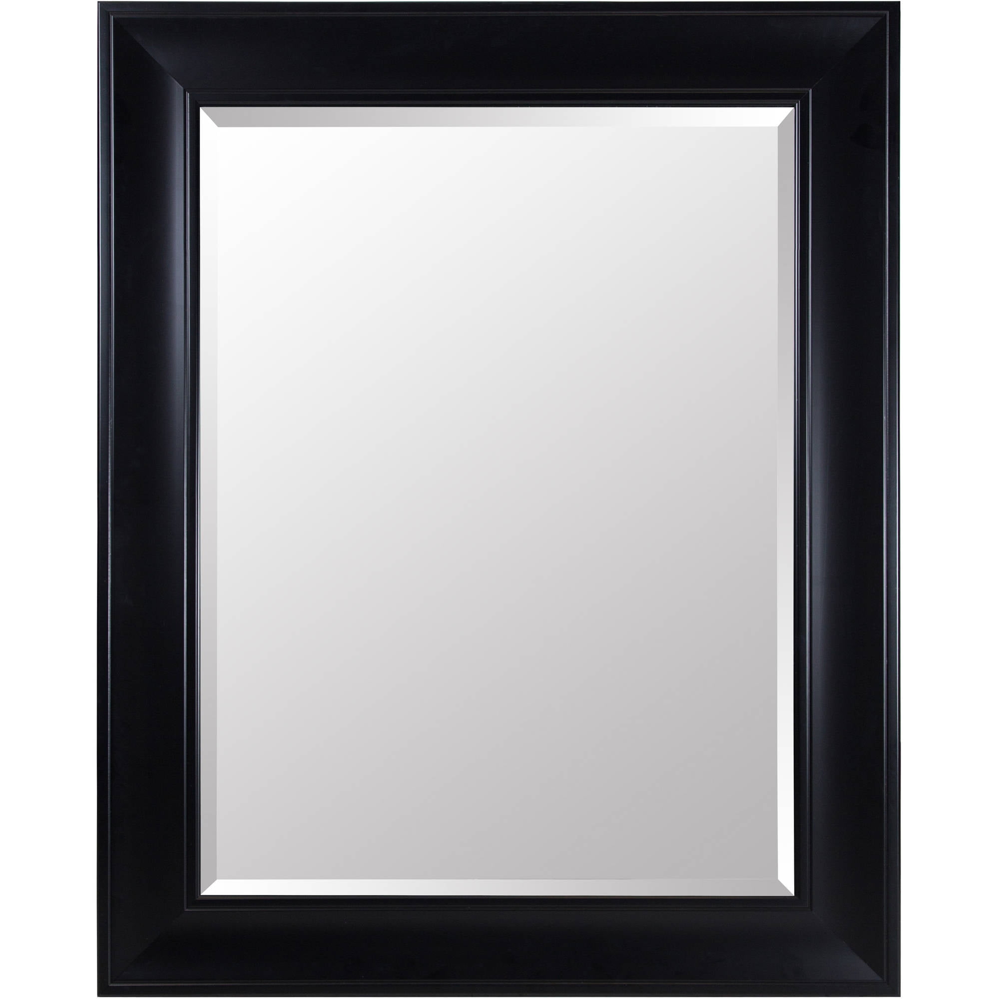 Beveled Wall Mirror with Black Satin Frame 39"x49" by Gallery Solutions