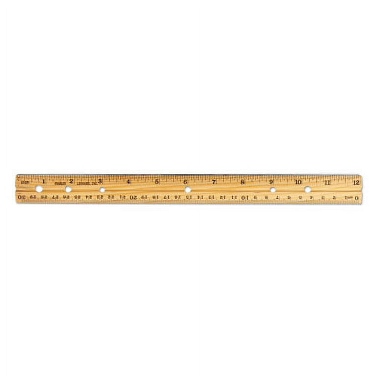 Wood Ruler with Single Metal Edge, Standard, 12 Wood Ruler with Single Metal Edge, Standard, 12
