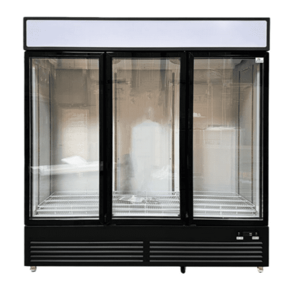 Commercial Merchandiser Refrigerator, 3 Glass Door, Beverage Cooler, 74" x 26" x 82", 62.5 Cu. Ft., NSF Certified