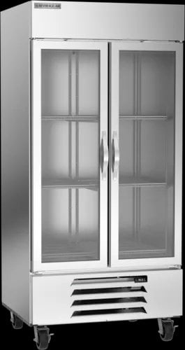 Beverage Air HBR35HC-1-G 39.50'' Bottom Mounted 2 Section Glass Door Reach-In Refrigerator