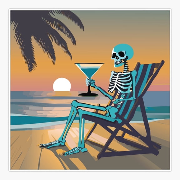 Beverage Beach Sunset Sticker