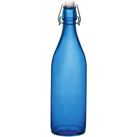 Beverage Bottle with Clamp Lid, 33.75 oz - Leakproof Glass Container for Homemade Juices & Dressings - Stylish Drinkware Storage for Kitchen/Restaurant