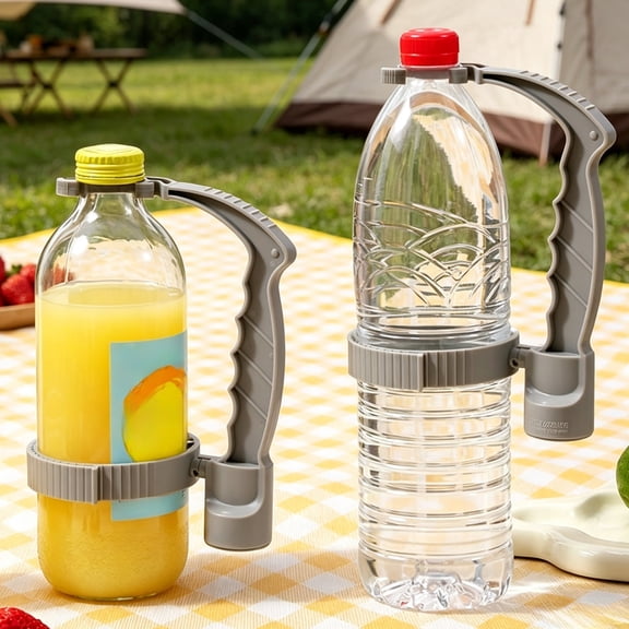 Beverage Bottle Handle with Built-In Opener, Secure Non- Grip for 1L/2L Soda & Juice Bottles, Leak-Proof Pourer for Kitchen, Camping & Parties