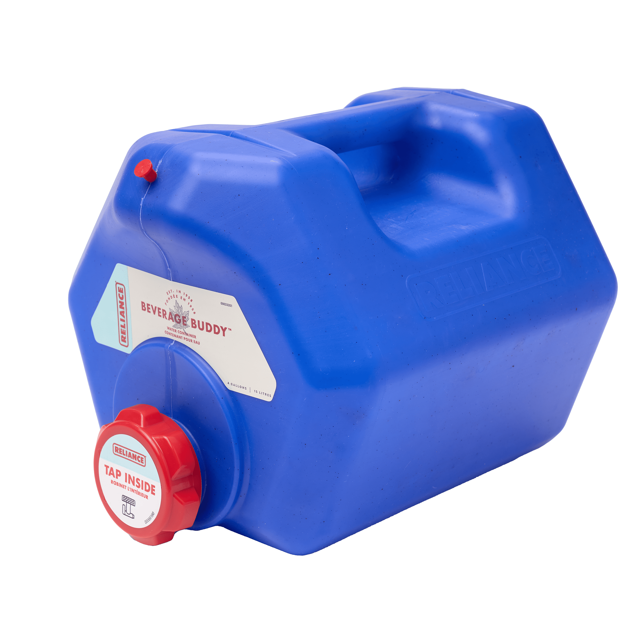 Reliance Products Beverage Buddy 4 Gal (15 L) Portable Water & Beverage Storage Container with 70 mm Wide Mouth Lid, Fits Standard Refrigerators