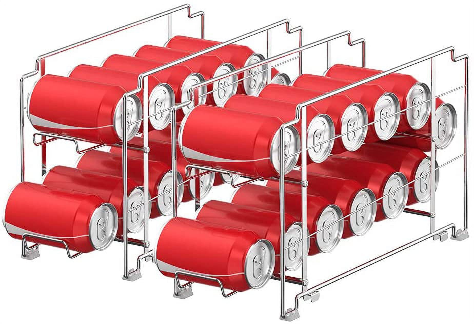 Beverage Can Rack, Stackable Soda Can Dispenser Organizer Chrome, 2