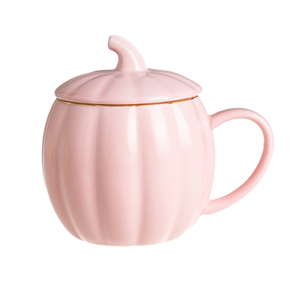 Beverage Container Lidded Ceramic Pumpkin Decor Tumbler 1 Pack Drinkware, Autumn Seasonal Kitchen Gadget, Multipurpose Vessel for Household Daily Coffee Milk Prep