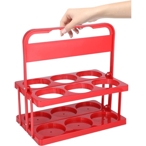 Beverage Delivery Holders, Foldable 6-Pack Plastic Drink Carrier, Reusable Drink Holder with Handle Portable Large Drink Holder, for Car Drivers, Daily Use, Catering, Restaurant, Party, Red