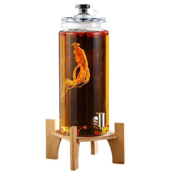 Beverage Dispenser, 2.5L/5L,7.5L Clear Glass Juice Dispenser with Stand, Stainless Steel Spigot Water Dispenser for Restaurants, Hotels, Parties