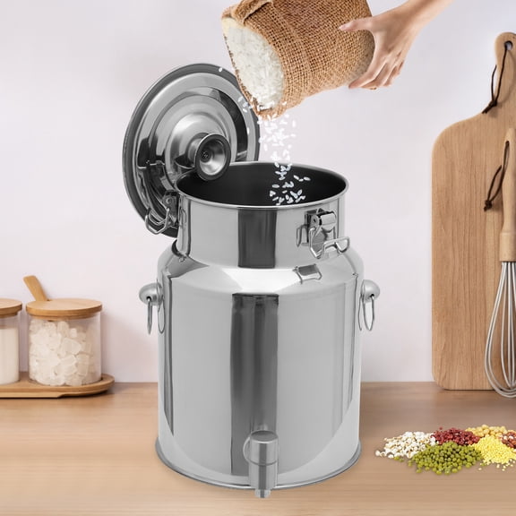 Beverage Dispenser 2.64 Gallon, 304 Stainless Steel Drink Dispenser with Spigot, Heavy Duty Large Capacity Water Jug for Hot/Cold Drinks, Milk, Juice, Oil, Rice Storage - for Parties Kitchen Home