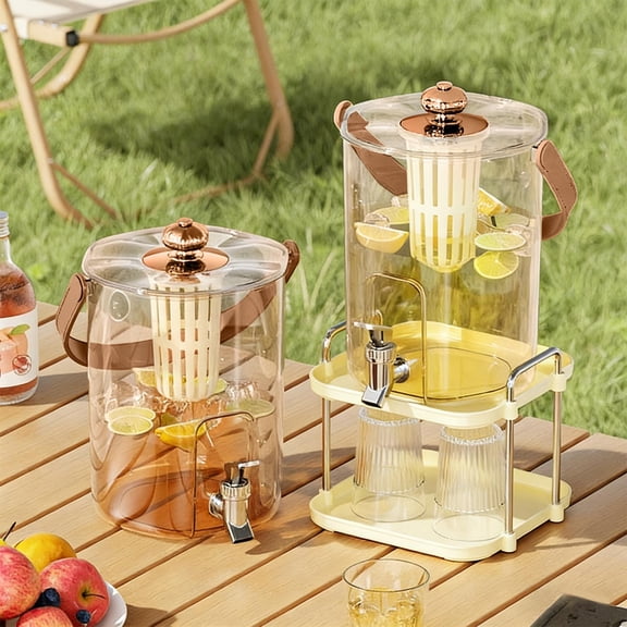 Beverage Dispenser 5 Liter Iced Tea Maker with Spigot Fridge Door Cold Brew Pitcher Fruit Infuser Jug for Lemonade Juice Iced Coffee