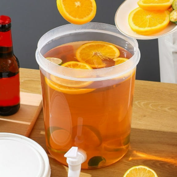 Beverage Dispenser with Spigot, Glass Drink Dispenser Jar for Refrigerator, Iced Tea Lemonade Water Container with Tap, Party Drink Dispenser with Lid 2 Gallon