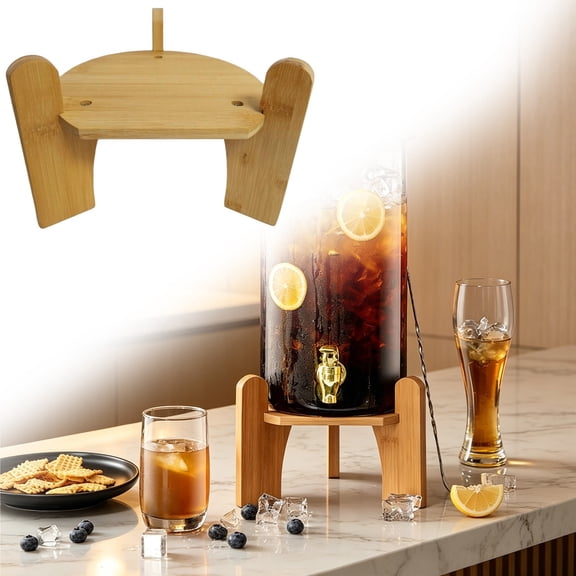 Beverage Dispenser Stand Wooden Base Lemonade Stand Drink Dispenser Stand For Glass Drink Dispenser For Home Bar, Includes One Stand
