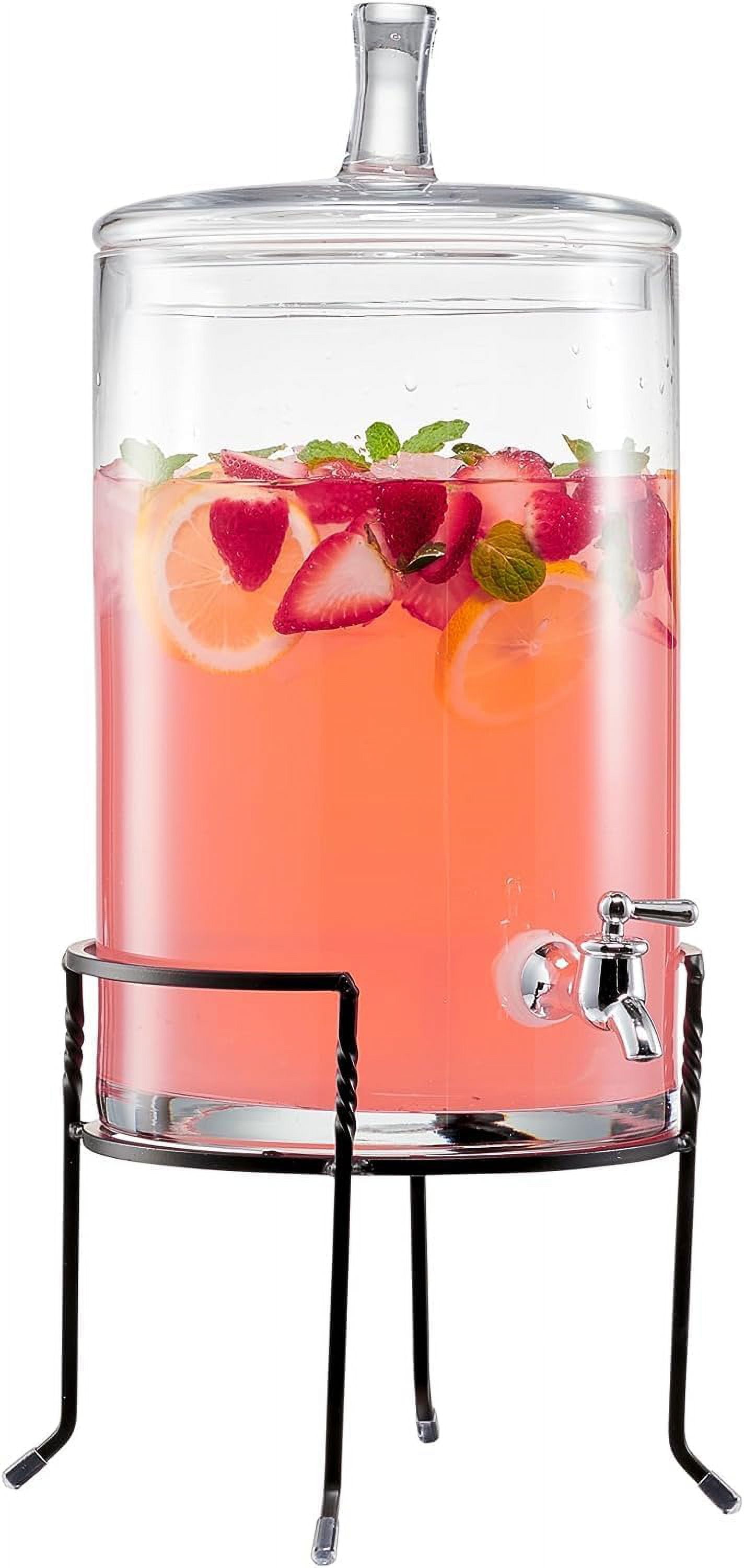 Beverage Dispenser With Stand 2.5 Gallon Large Countertop Glass Drink