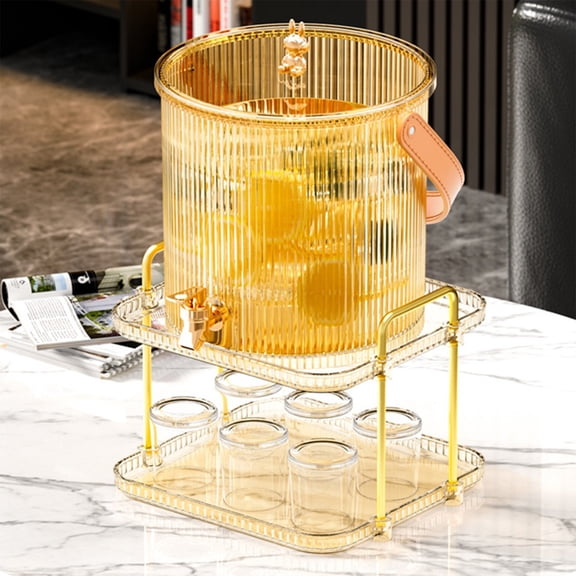 Beverage Dispenser With Tap Large Capacity Elegant Drink Pitcher Cold Brew Water Container Fridge Storage Carafe (with Faucet)
