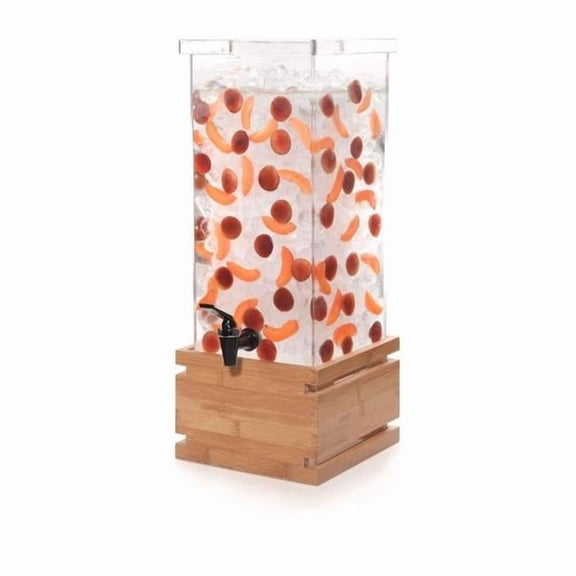 Beverage Dispenser with Natural Bamboo Base- 4-Gallon
