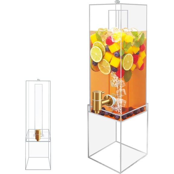 Beverage Dispenser with Stand, Drink Dispenser, Acrylic Beverage Dispenser with Wood Stand, Drink Dispensers for Parties(Acrylic)