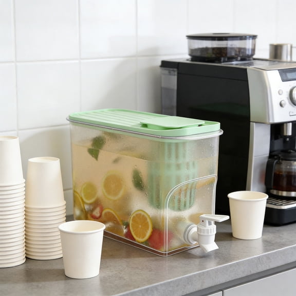 Beverage Drum Refrigerator Beverage Dispenser with Spigot Cold Drink Container Large Capacity Iced Drink Pitcher Transparent Plastic Body Sealed Lid Durable Practical Easy Serving Modern Design