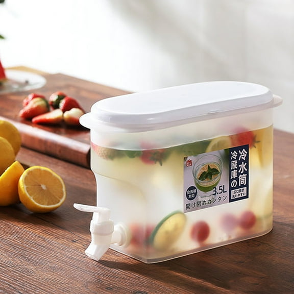 Beverage Fridge Plastic Drink Dispenser, Beverage Dispenser With Spigot, 1 Gallon Iced Juice Lemonade Drink 1 Gallon Water Bottle Jug for Fridge, 1 Pcs, 9.44x5.11x7.08"