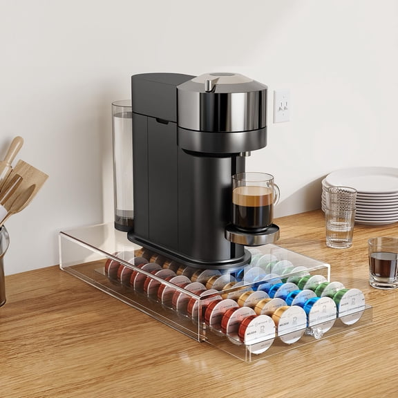 Beverage Pod Holder Drawer Compatible With Vertuo & Dolce Gusto Capsules, 40 Storage