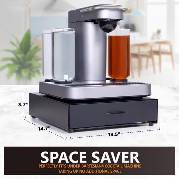 Beverage Pod Holder Storage Drawer Holds 40 Cocktail Pods Matte Black Slide-Out Organizer