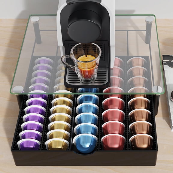Beverage Pod Holder Transparent Glass Large Capacity for Coffee Capsules