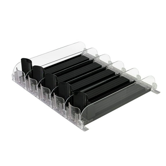 Beverage Rack Soda Can Bottle Pusher for Refrigerator (Black 380mm 5 sets)