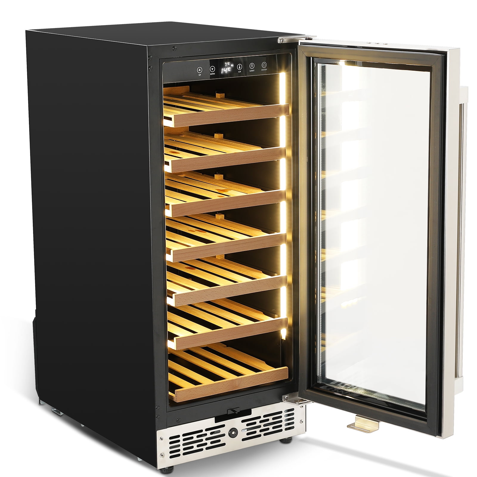 Hemoton Wine Cooler Refrigerator Black Glass Door with Digital Temperature Control for Industry