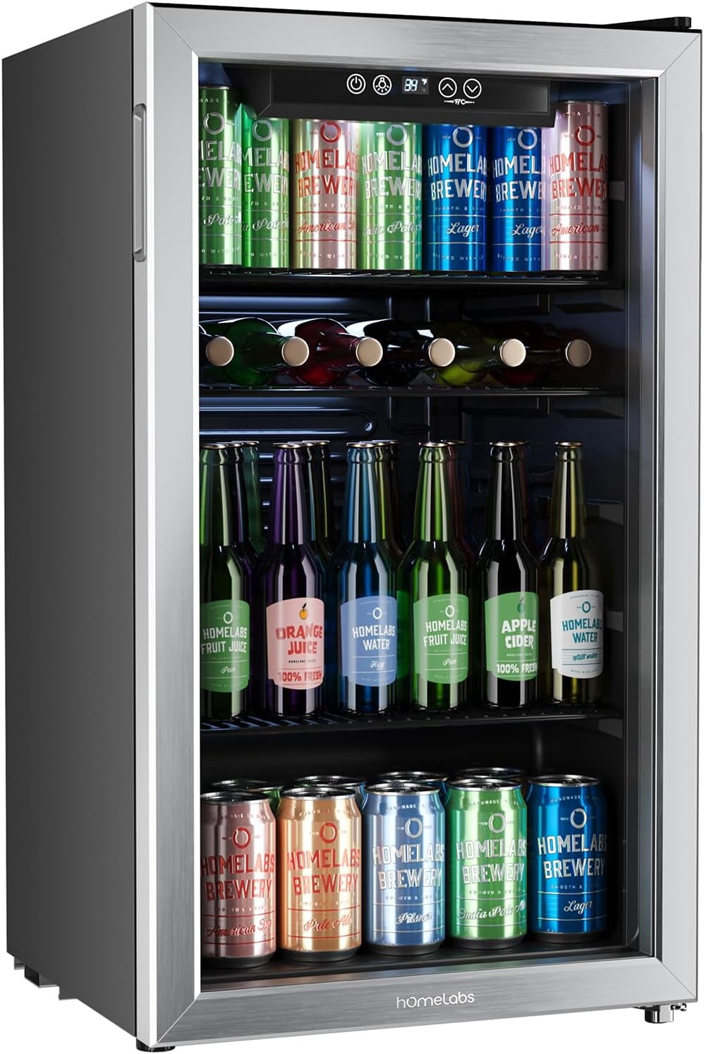 Beverage Refrigerator and Cooler - 120 Can Mini Fridge with Glass Door for Soda Beer or Wine - Small Drink Dispenser Machine for Office or Bar with Adjustable Removable Shelves