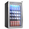 Beverage Refrigerator and Cooler, 126 Can Mini fridge with Glass Door