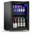 Beverage Refrigerator Cooler Freestanding Mini Fridge Cooler with Glass