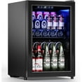 Beverage Refrigerator Cooler Freestanding Mini Fridge Cooler with Glass
