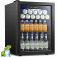 thumbnail image 1 of Beverage Refrigerator and Cooler, Mini Fridge 48-130 Can, Little Cooler with Digital Display 32~61℉, Small Refrigerator with 4 Shelves for Home Office, Bedroom, Garage, Game Room, 1 of 9