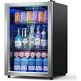 Beverage Refrigerator CoolerMini Fridge Freestanding Cooler with Glass