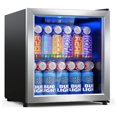 Beverage Refrigerator CoolerMini Fridge Freestanding Cooler with Glass