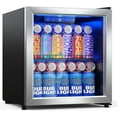 Beverage Refrigerator CoolerMini Fridge Freestanding Cooler with Glass