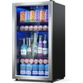 Beverage Refrigerator CoolerMini Fridge Freestanding Cooler with Glass
