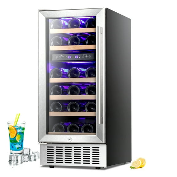 WAA Beverage Refrigerator Dual Zone Built-in Wine Cellar with Stainless Steel,Tempered Glass Door and Temperature Control