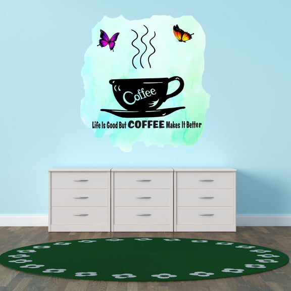 Beverage Wall Decals for Adult Home - Coffee Lovers Coffee Cup Mug DIY & Creativity Boy Girl Bedroom Wall Sticker - Size: 18 In x 20 In