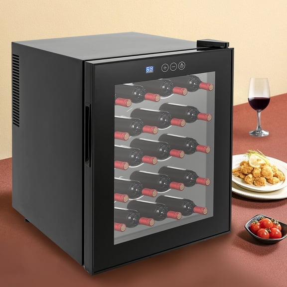 Beverage Wine Cooler,20 Bottle Freestanding Wine Fridge Cabinet with Adjustable Feet,Electric Countertop Wine Storage Refrigerator Glass Door Wine Cellar for Home Hotel