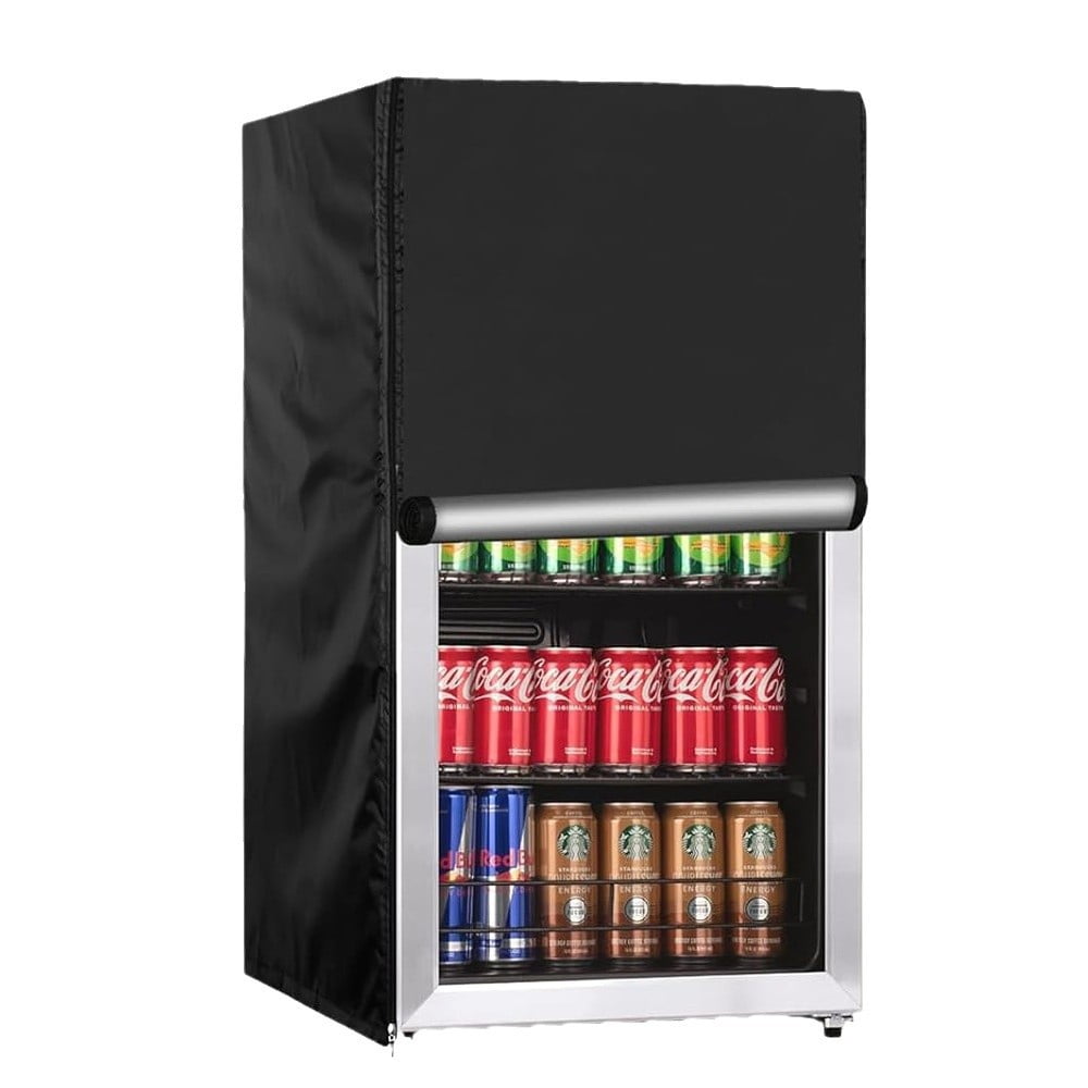 Beverage refrigerator cover cu ft Beverage fridge/Mini fridge, 210D Oxford Washable, Reusable, Front can be opened, (210D：51*51*87cm,Black)