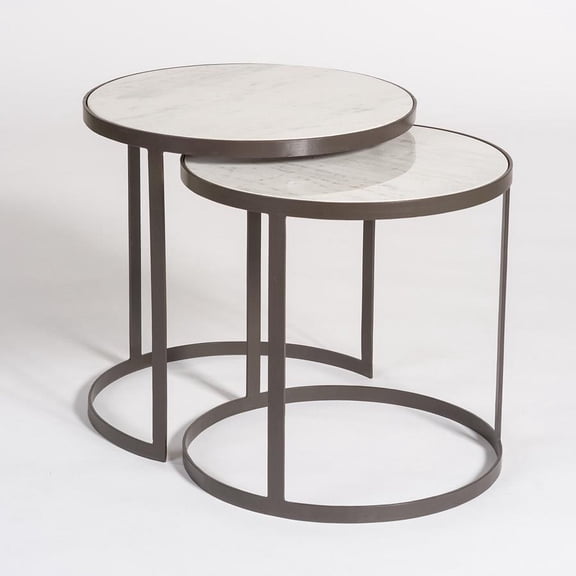 Beverley Nesting Tables: Marble and Metal Elegance
