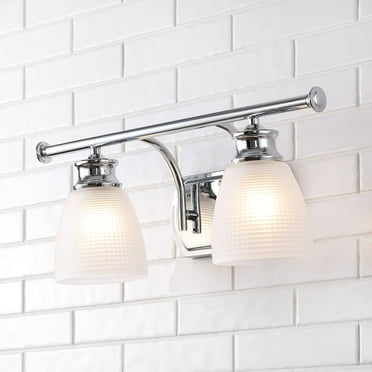 Beverly 19" 2-Light Metal/Glass Contemporary Modern LED Vanity Light, Chrome