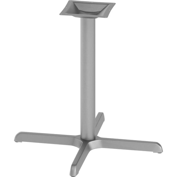 Beverly 30" x 30" Restaurant Table X-Base with 3" Diameter Table Height Column, Commercial X-Base Cast Iron Restaurant Table Base, Silver