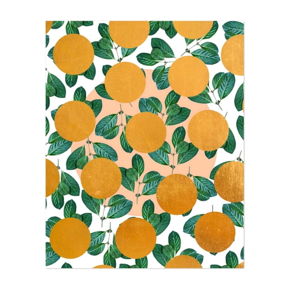 Beverly Botanical Abstract Tropical - Mixed Media Fruit Pattern Botanical Geometric Modern Art Pop Art Tropical Unframed Wall Art Print 6 x 8 inches
