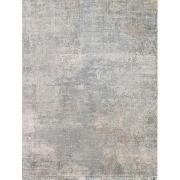 Beverly Collection Hand-Loomed Bamboo Silk Area Rug-12' 0' X 15' 0' - Silver/Blue