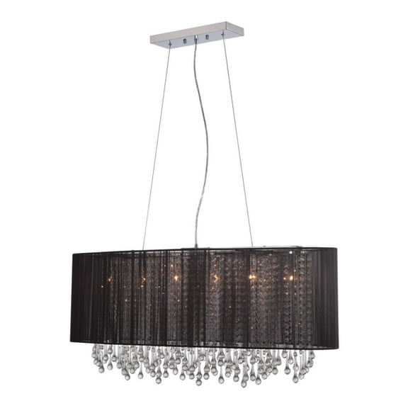 Beverly Dr. Collection Oval Black Silk String Shade And Crystal Dual Mount
