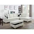 thumbnail image 1 of Beverly Fine Furniture Faux Leather Sectional Set, Living Room L-Shaped Modern Sofa Set, Right Facing White ( without Storage Ottoman), 1 of 1