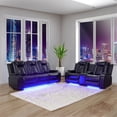 thumbnail image 1 of Beverly Fine Furniture Roduco Faux Leather Power Recliner Sofa Loveseat Black, 1 of 9