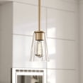 thumbnail image 1 of Beverly Gold Muted Brass Mini Pendant Ceiling Light Clear Glass Shade, LED Compatible, 1 of 13